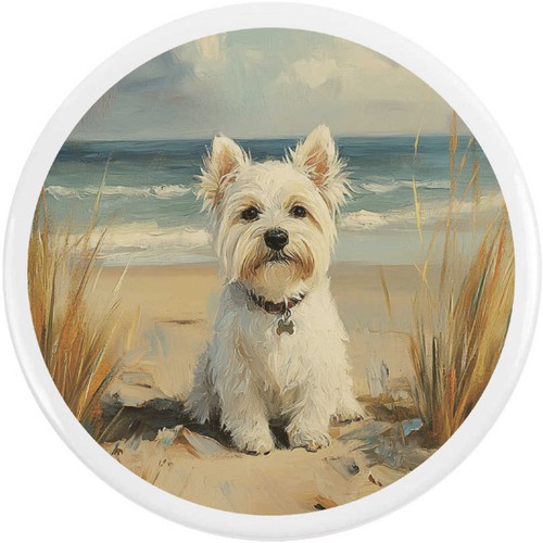 Westie dog beach button - 'westie,