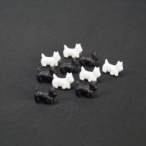 Buttons 17mm scottie dog - 10,