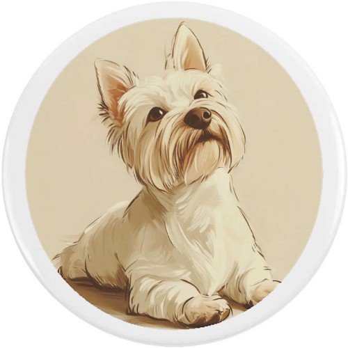 Westie dog laying down - 'westie, down'