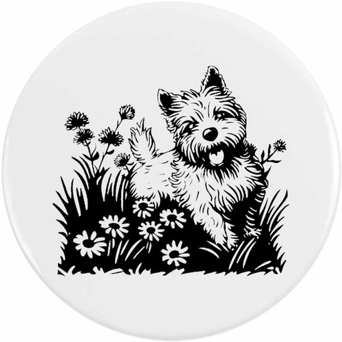 Westie dog with flowers - 'westie, flowers'